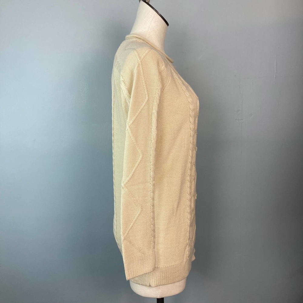 BAILEY'S Blossoms Cream Light Tan Lightweight Cable Knit Sweater Women's Size XS - Picture 4 of 12